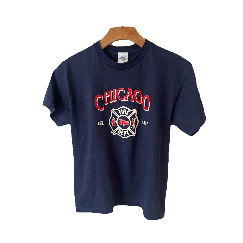 Chicago Fire Department T Shirt Boys Large Blue Tee